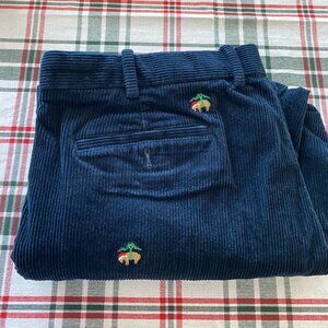 Brook Brothers Navy Blue Men's Corduroy Christmas Trousers - Regular W40/L30